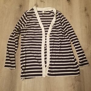Coldwater Creek Striped Open Front Cardigan Sweater Sz Large